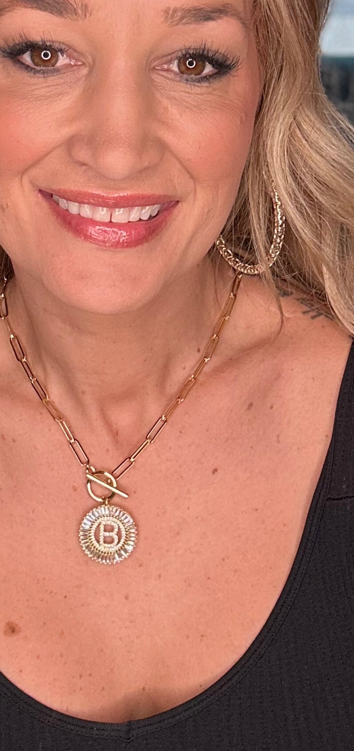 Paperclip Chain Radiant Initial Necklace The Cracked Pearl Boutique