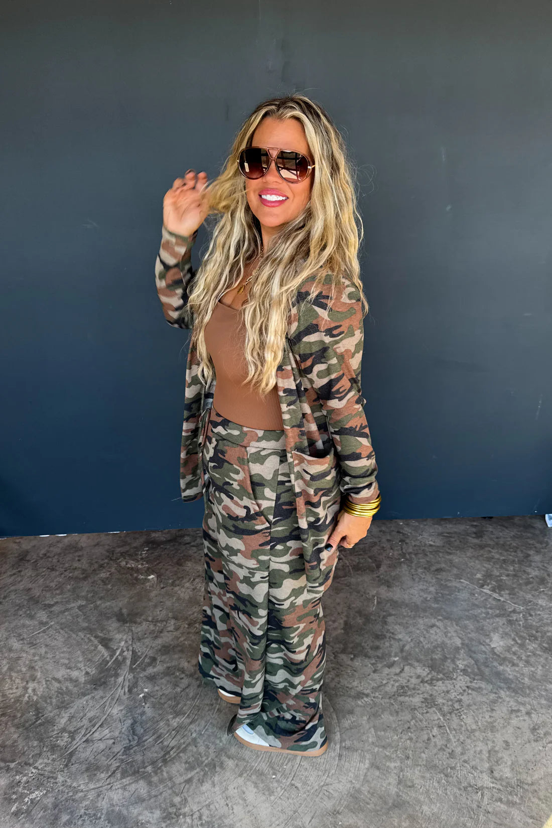 PREORDER- CAMO WAFFLE REESE CARDIGAN