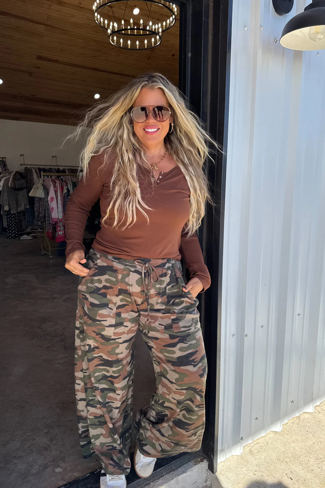 PREORDER- HADDIE CAMO WAFFLE PANTS