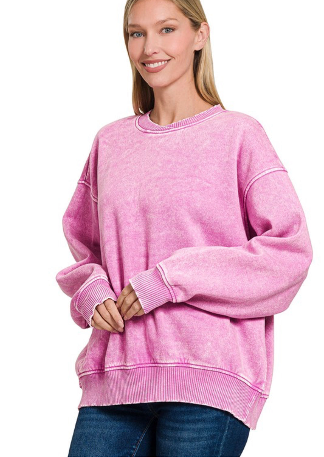 COZY DAY ACID WASH PULLOVER