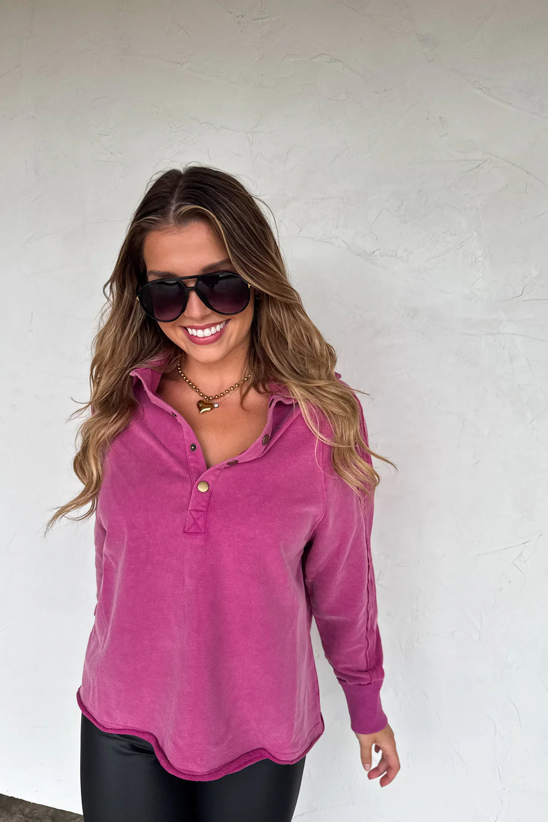 PREORDER- LONGER LENGTH- MARLEY SNAP BUTTON SWEATSHIRT