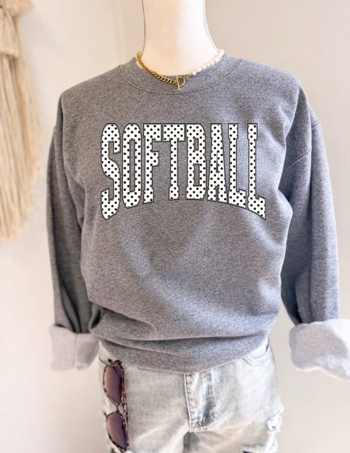 POLKA DOT SPORT CREWNECK PULLOVER