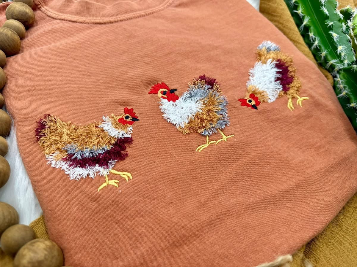 FLUFFY CHICKENS EMBROIDERED CC TEE