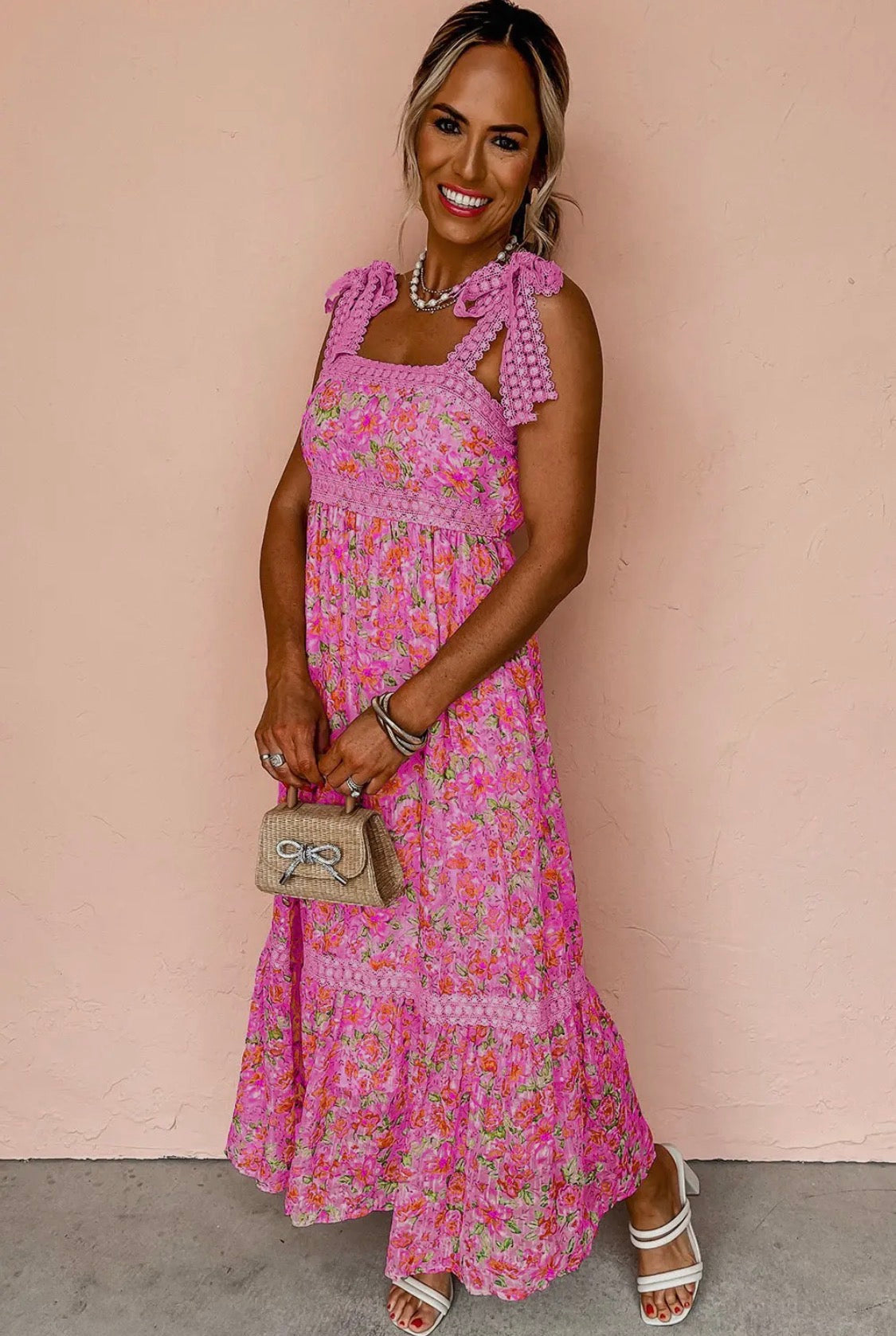 Blush Garden Lace Strap Maxi Dress | The Cracked Pearl Boutique Blush Garden Lace Strap Maxi Dress | The Cracked Pearl Boutique