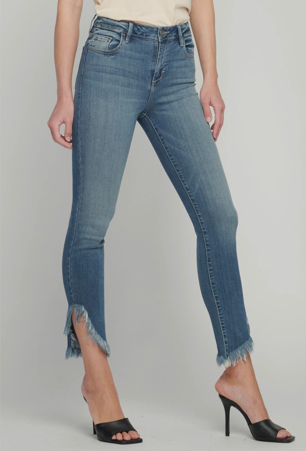 Taylor High Rise Skinny/Distressed Hem Denim Jeans